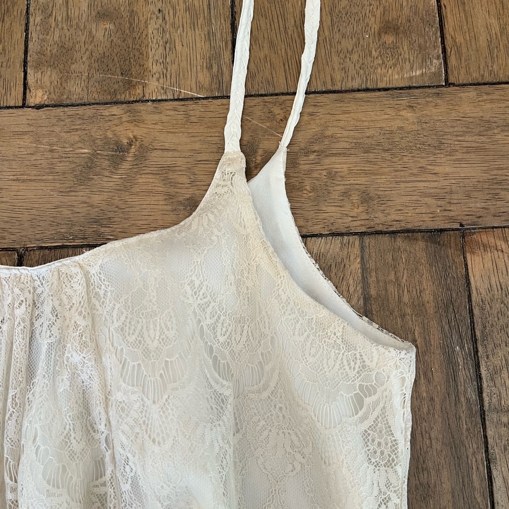 Boho Ivory Lace Mini Dress size Medium - Picture 10 of 12
